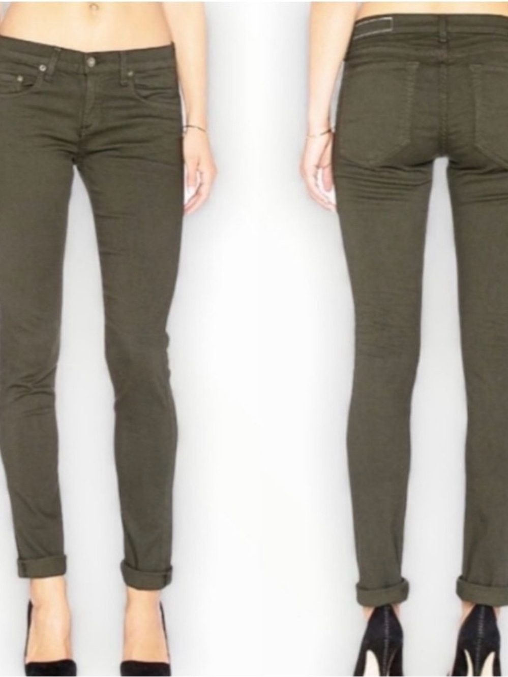 Rag & Bone The Dre Boyfriend Slim Cut Dark Olive Jeans